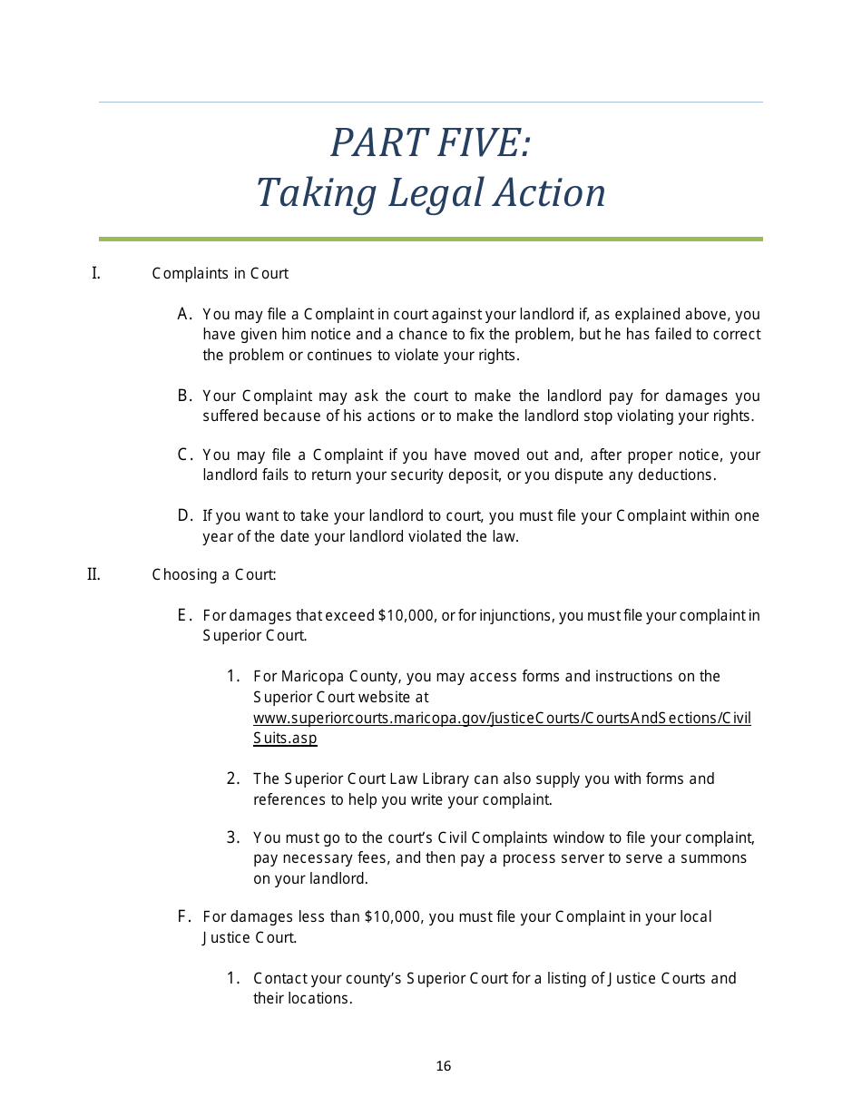 Arizona Tenants Rights and Responsibilities Handbook: a Guidebook From Move-In to Move-Out Including Sample Forms - Arizona, Page 17