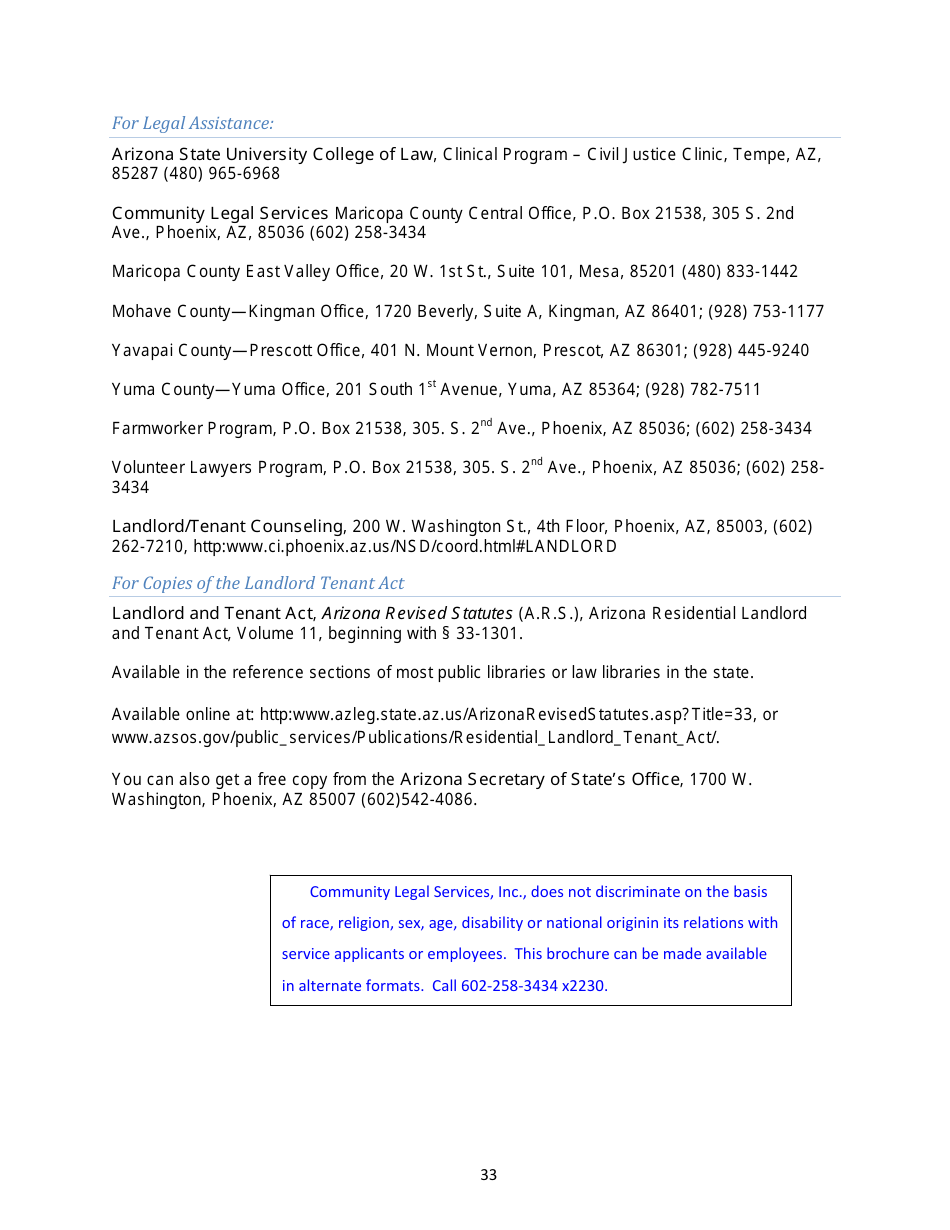 Arizona Tenants Rights and Responsibilities Handbook: a Guidebook From Move-In to Move-Out Including Sample Forms - Arizona, Page 34
