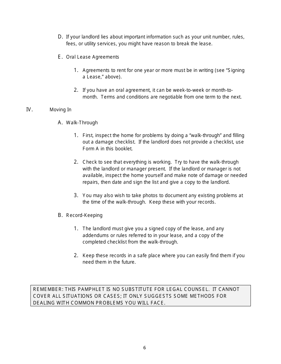 Arizona Tenants Rights and Responsibilities Handbook: a Guidebook From Move-In to Move-Out Including Sample Forms - Arizona, Page 7