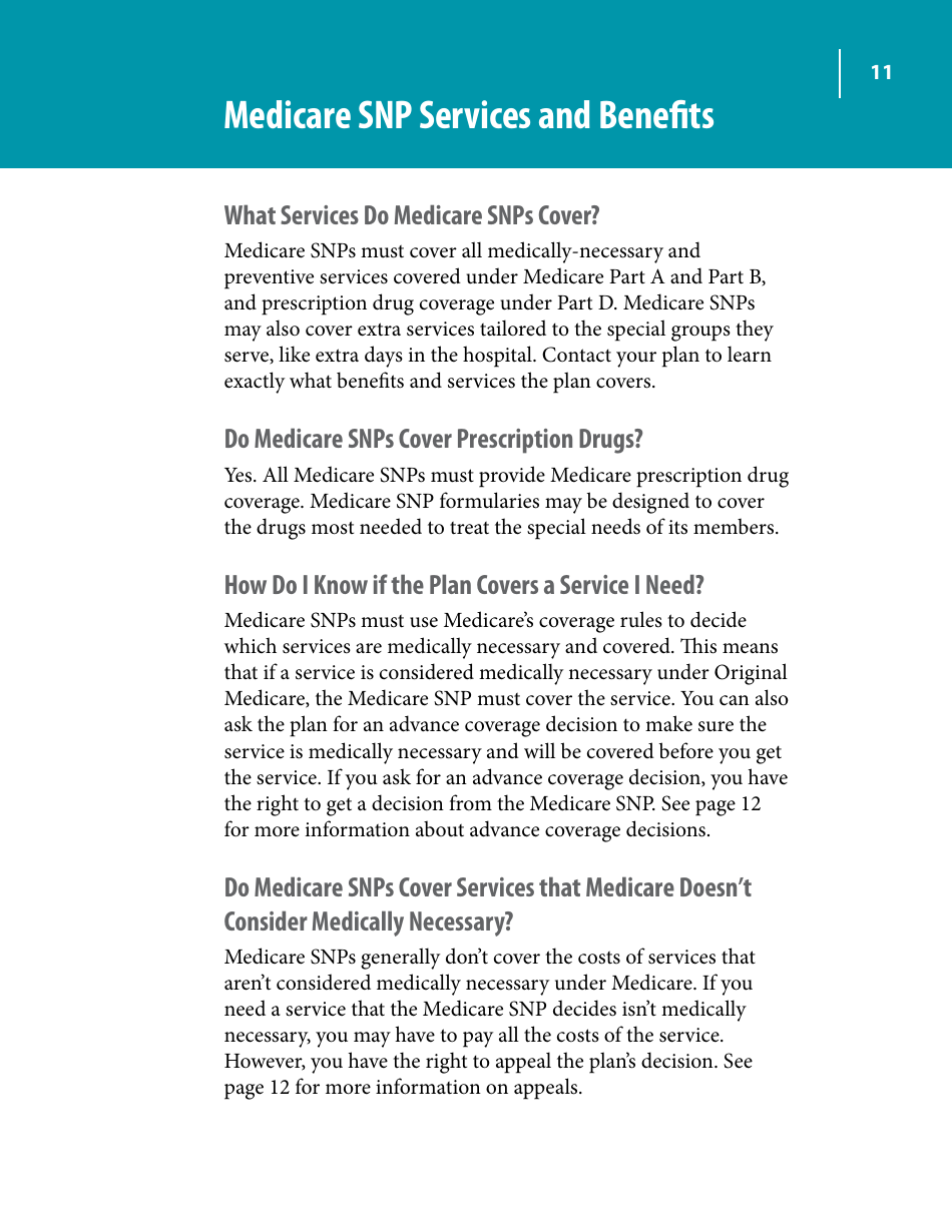 Your Guide to Medicare Special Needs Plans (Snps), Page 11