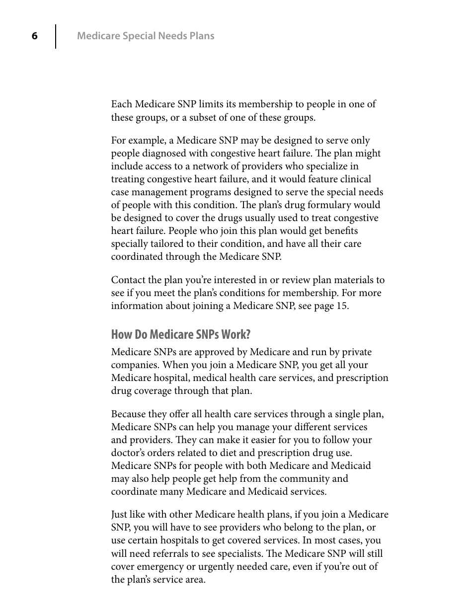 Your Guide to Medicare Special Needs Plans (Snps), Page 6
