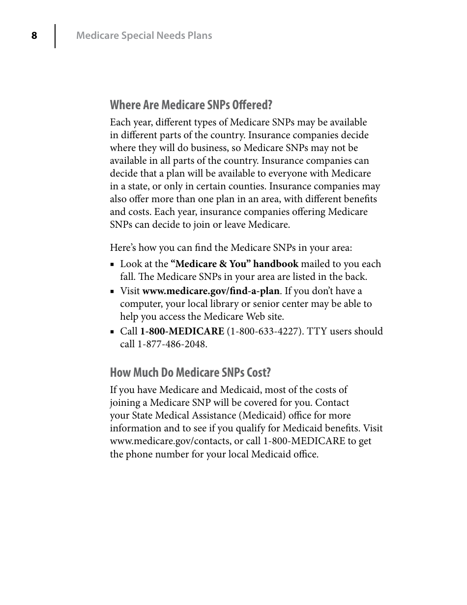 Your Guide to Medicare Special Needs Plans (Snps), Page 8