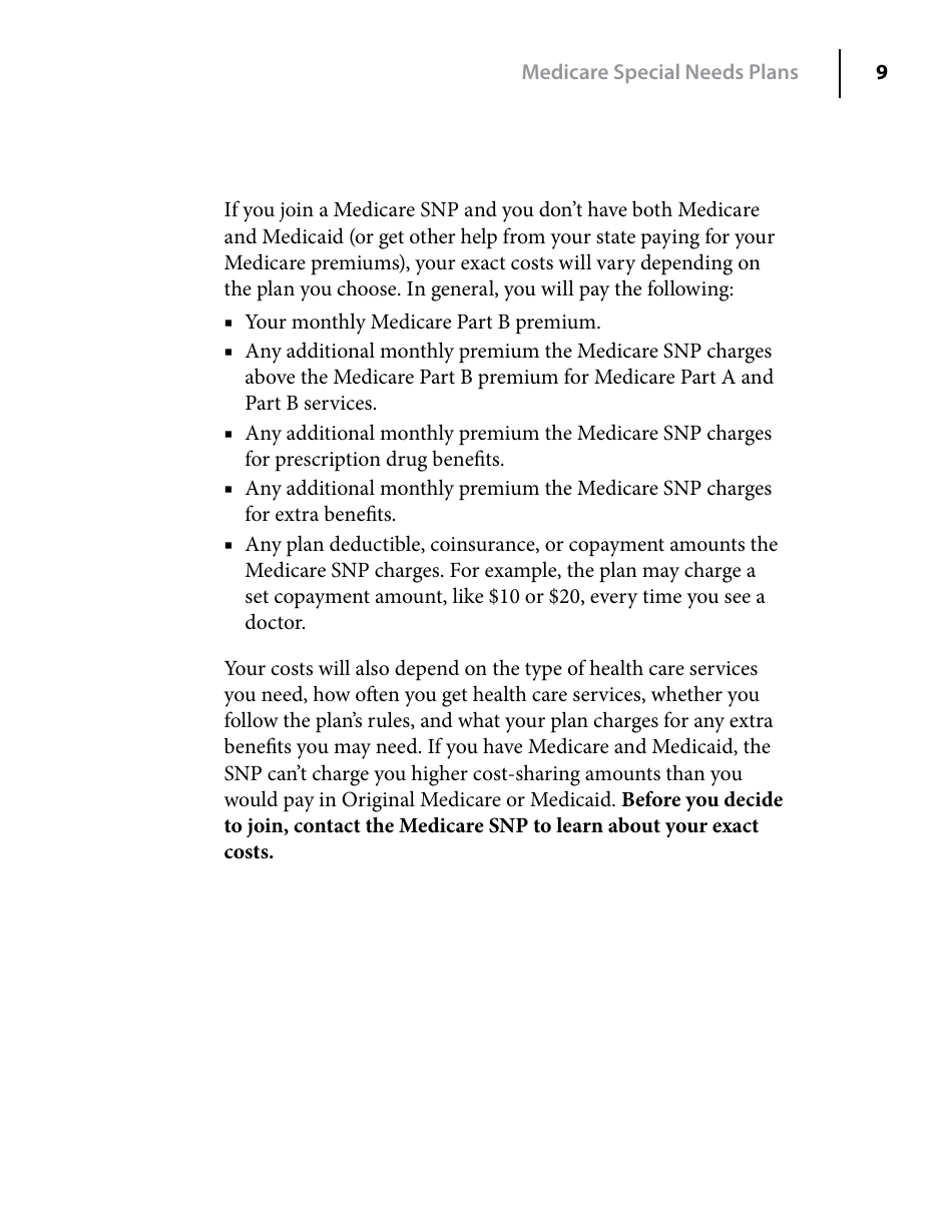 Your Guide to Medicare Special Needs Plans (Snps), Page 9