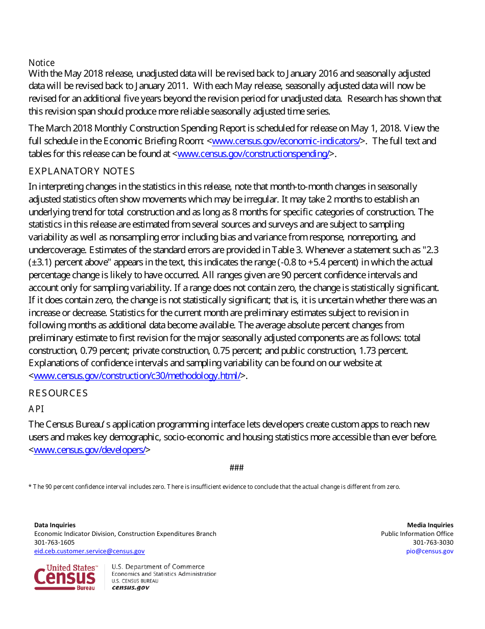 Monthly Construction Spending, February 2018 (Release Number: Cb18-49), Page 2