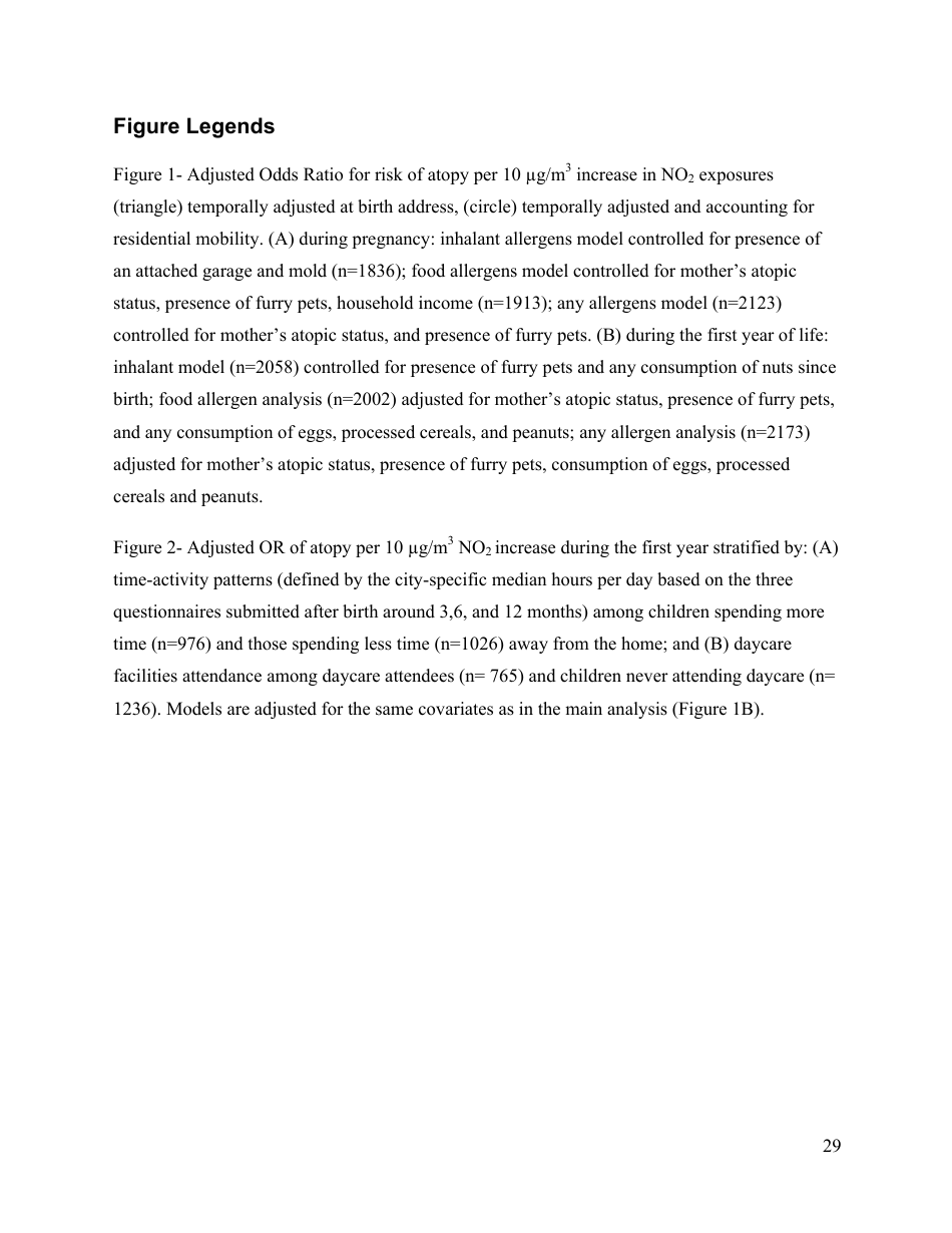 Perinatal Exposure to Traffic-Related Air Pollution and Atopy at 1 Year of Age in a Multi-Center Canadian Birth Cohort Study, Page 30