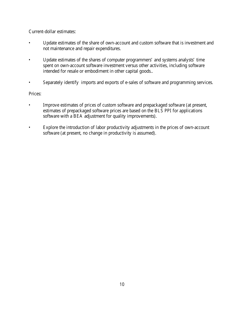 Recognition of Business and Government Expenditures for Software as Investment: Methodology and Quantitative Impacts, 1959-98, Page 10