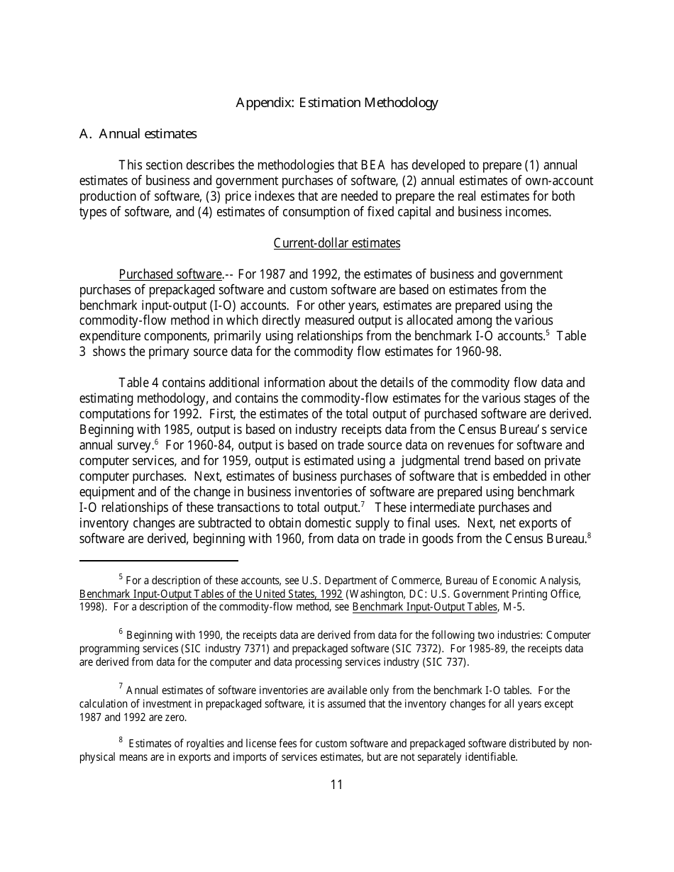 Recognition of Business and Government Expenditures for Software as Investment: Methodology and Quantitative Impacts, 1959-98, Page 11