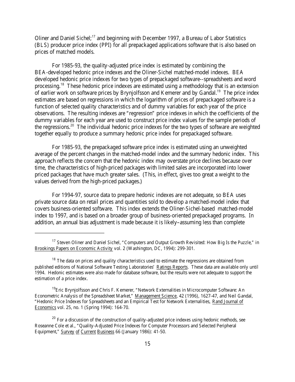 Recognition of Business and Government Expenditures for Software as Investment: Methodology and Quantitative Impacts, 1959-98, Page 15