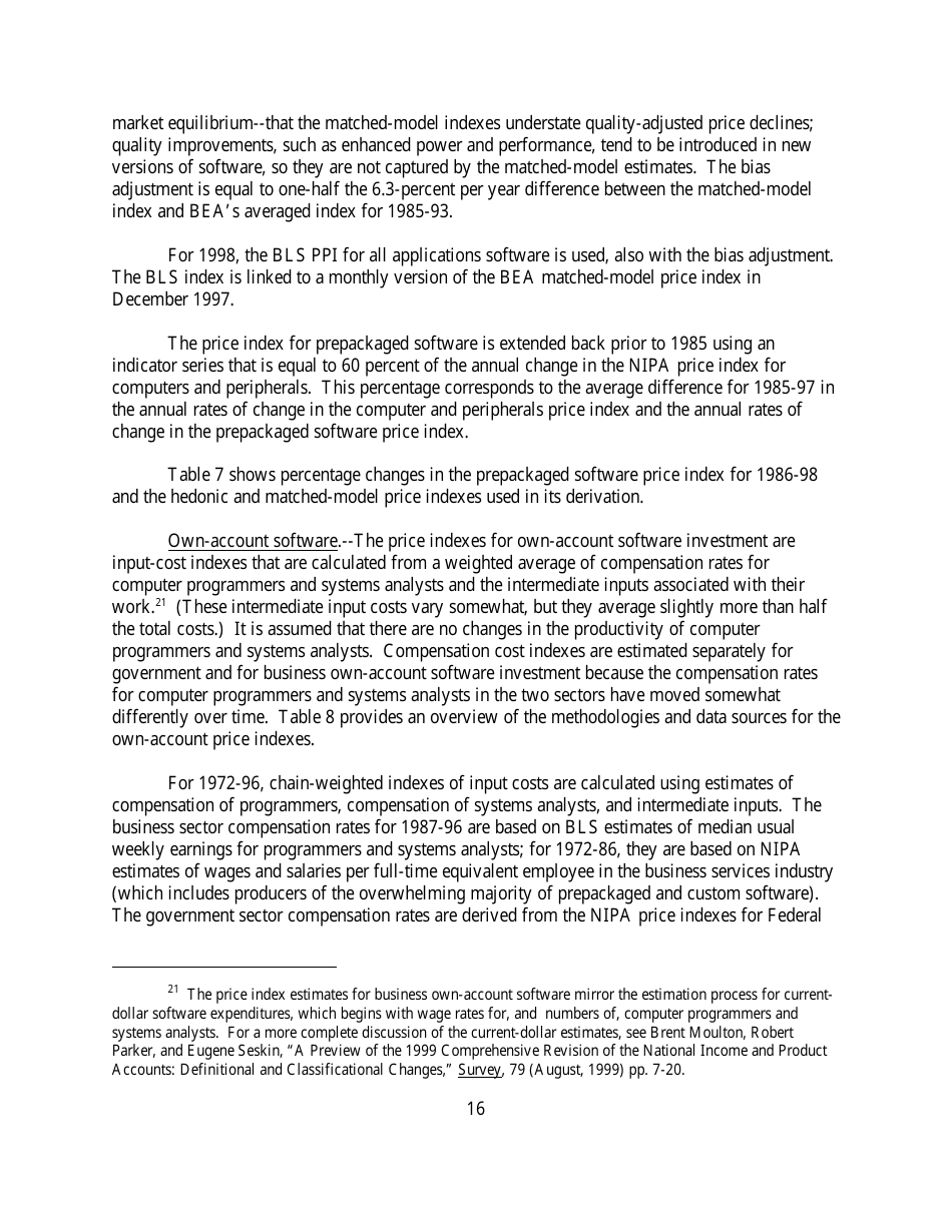 Recognition of Business and Government Expenditures for Software as Investment: Methodology and Quantitative Impacts, 1959-98, Page 16