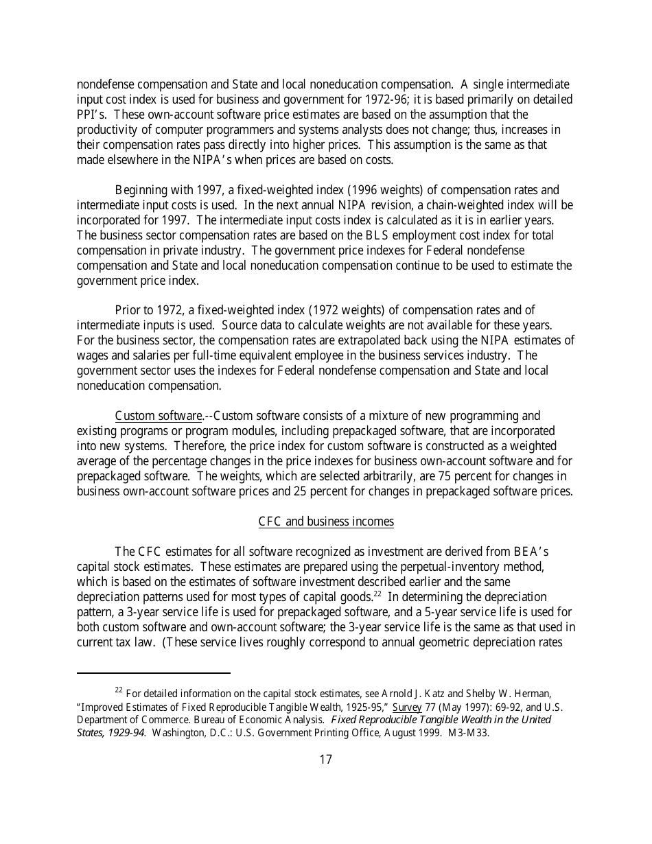 Recognition of Business and Government Expenditures for Software as Investment: Methodology and Quantitative Impacts, 1959-98, Page 17