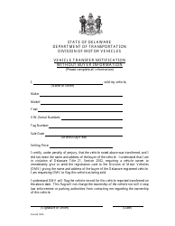 &quot;Vehicle Transfer Notification Without Buyer Information&quot; - Delaware