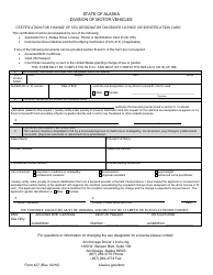 Document preview: Form 427 Certification for Change of Sex Designator on Driver License or Identification Card - Alaska