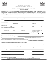 Form MV560 &quot;Dealer Consignment Vehicle Contract&quot; - Delaware
