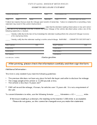 Document preview: Form 839 Odometer Disclosure Statement - Alaska