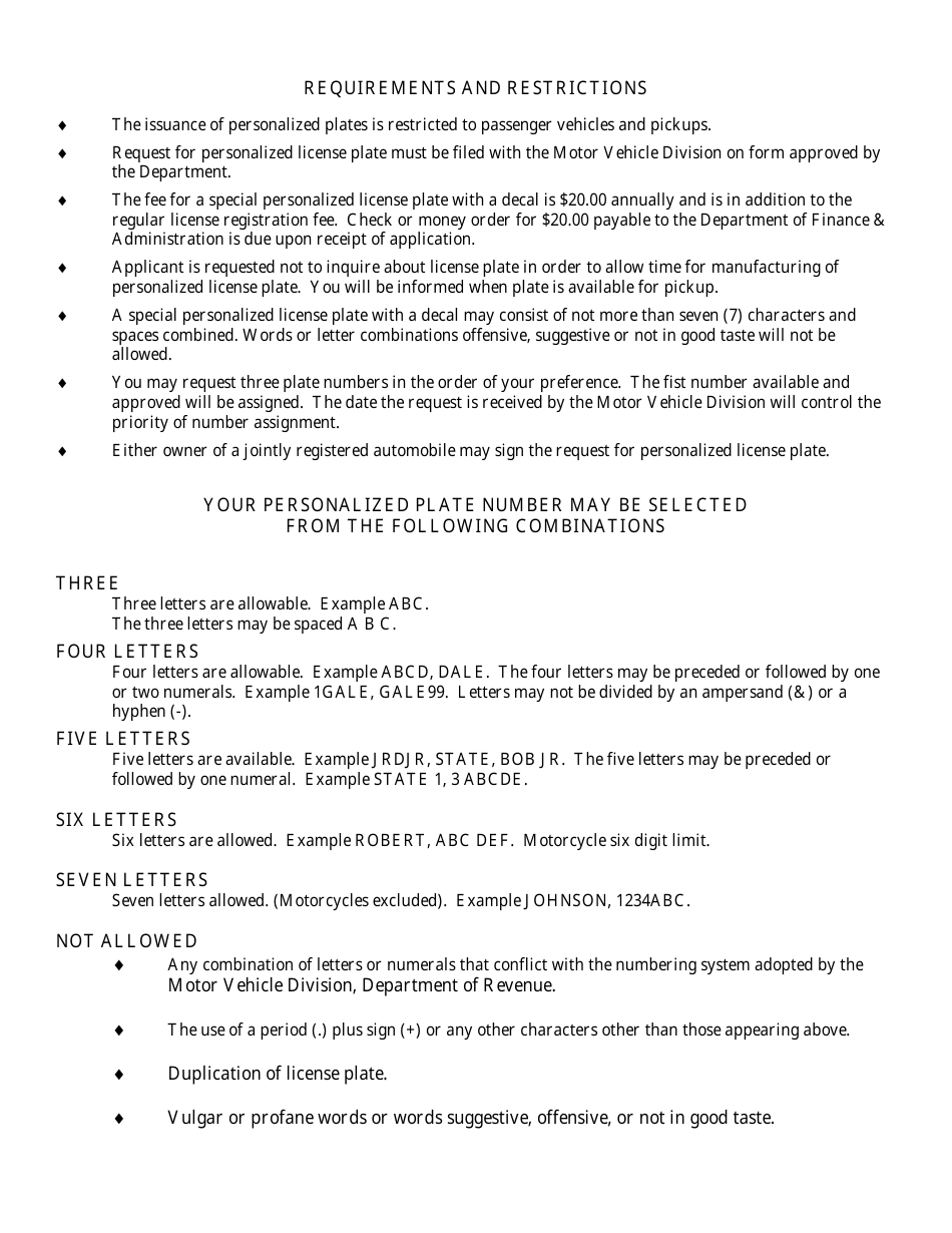 Request for Special Personalized License Plate With a Decal - Arkansas, Page 2