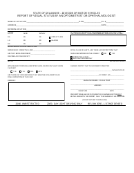 Form MV-312 &quot;Report of Visual Status by an Optometrist or Ophthalmologist&quot; - Delaware