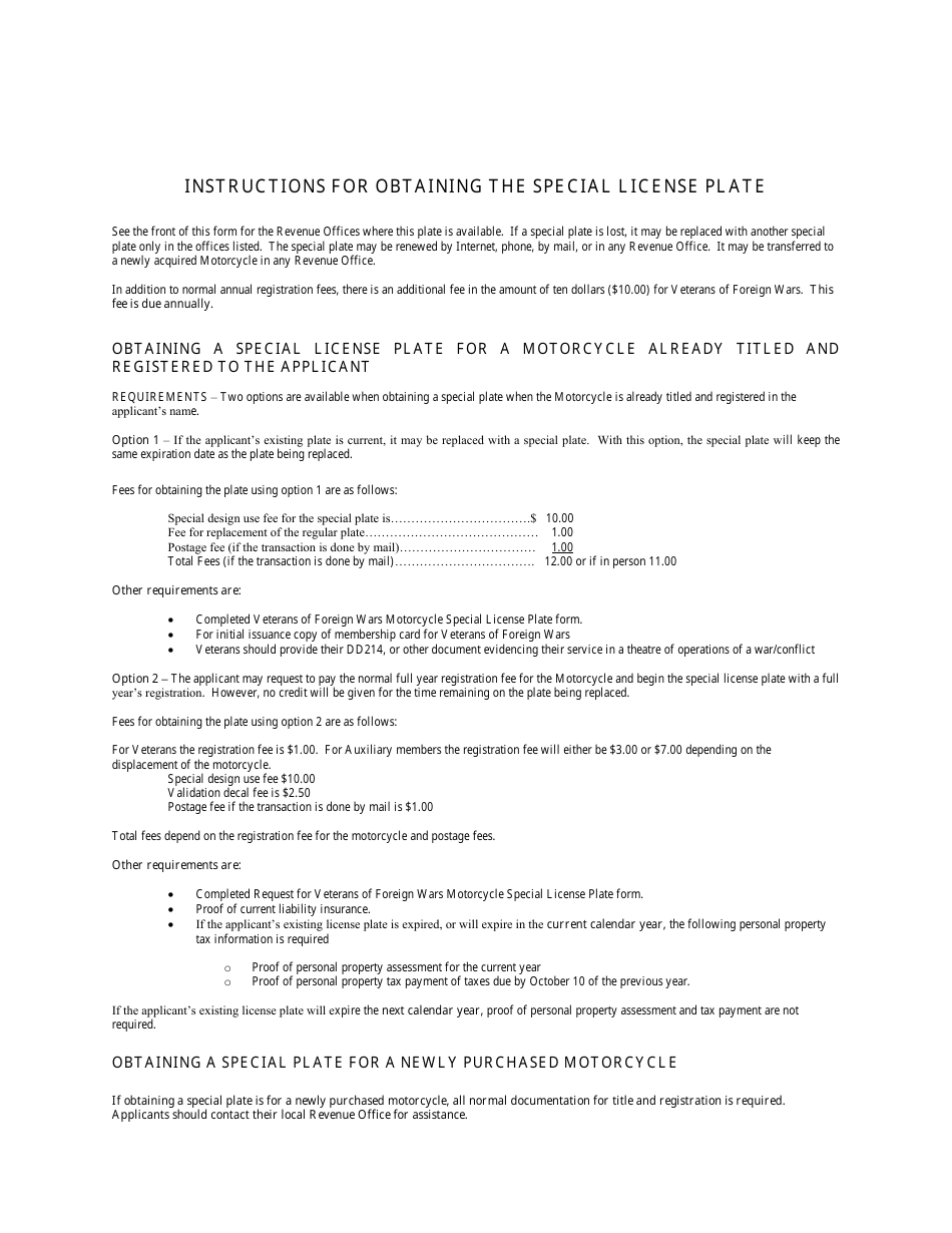 Request for Veterans of Foreign Wars Motorcycle Special License Plate - Arkansas, Page 2