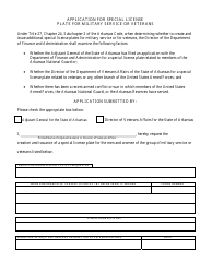 Document preview: Application for Special License Plate for Military Service or Veterans - Arkansas