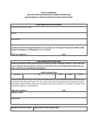 Document preview: Doctor's Certification/Vehicle Owner's Application for Issuance of a Special License Plate Decal for the Deaf - Arkansas