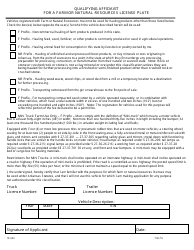 Document preview: Form 10-343 Qualifying Affidavit for a Farm or Natural Resources License Plate - Arkansas