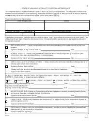 Form 10-390 Affidavit for Special License Plate - Arkansas