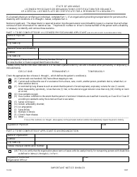 Form 10-336 Licensed Physician&#039;s or Organization&#039;s Certification for Issuance of a Special License Plate or Certificate for a Person With a Disability - Arkansas