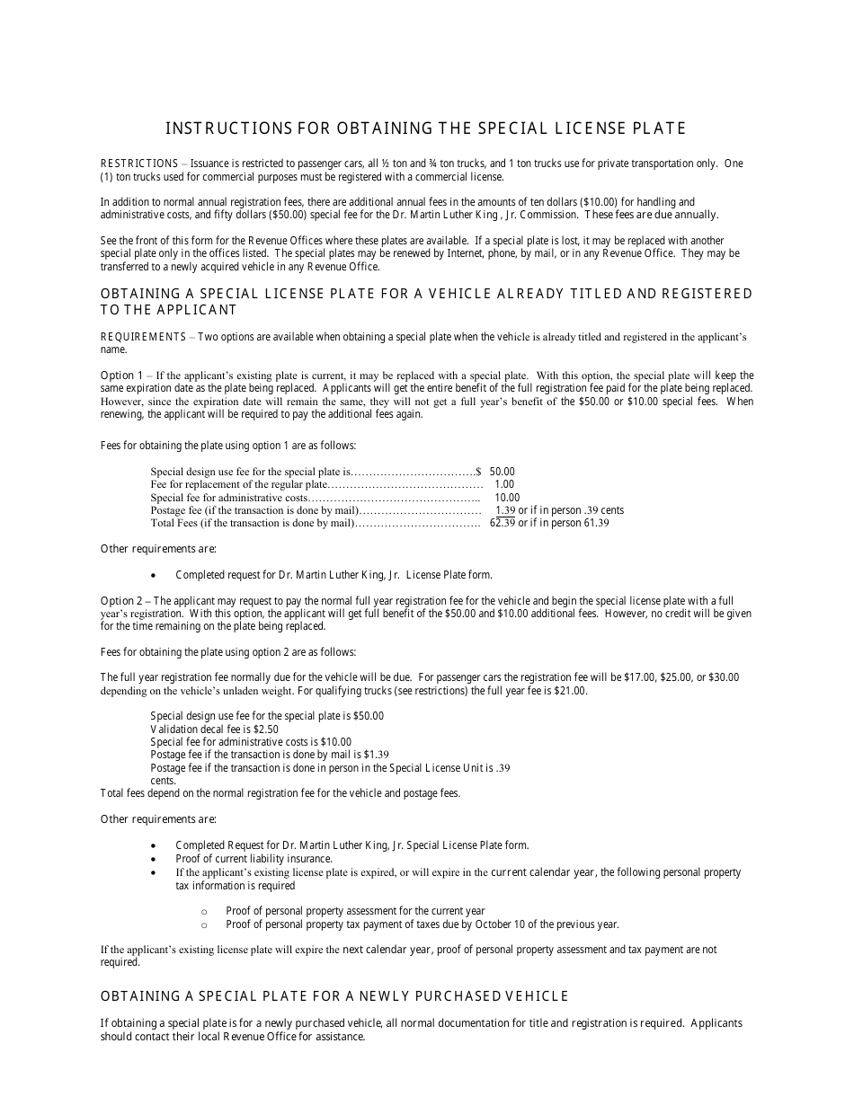 Request for Dr. Martin Luther King Jr. Special License Plate - Arkansas, Page 2