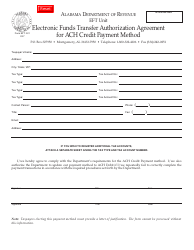 Form EFT:001 Electronic Funds Transfer Authorization Agreement for ACH Credit Payment Method - Alabama