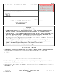 Document preview: Form DE-166 Waiver of Notice of Proposed Action - California