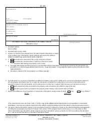 Form DE-305 Affidavit Re Real Property of Small Value ($50,000 or Less) - California