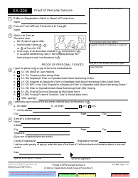 Document preview: Form EA-200 Proof of Personal Service - California