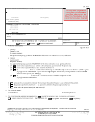 Form GC-110 Petition for Appointment of Temporary Guardian - California