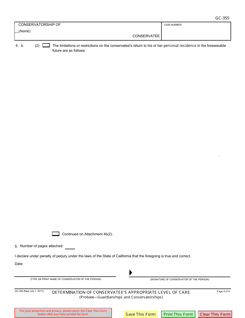 Form GC-355 Determination of Conservatees Appropriate Level of Care - California, Page 4