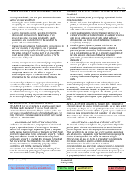 Form FL-110 Summons - California (English/Spanish), Page 2