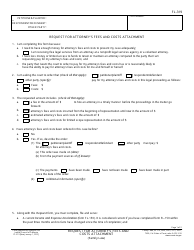 Form FL-319 Request for Attorney&#039;s Fees and Costs Attachment - California