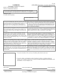 Form FL-210 Summons (Uniform Parentage - Petition for Custody and Support) - California (English/Spanish)