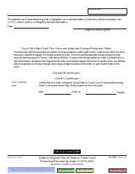 Form DV-600 Order to Register Out-of-State or Tribal Court Protective/Restraining Order - California, Page 2