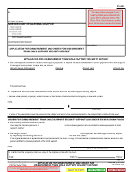 Document preview: Form FL-401 Application for Disbursement and Order for Disbursement From Child Support Security Deposit - California