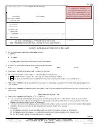 Form RC-210 &quot;Order Confirming Appointment of Receiver and Preliminary Injunction - Rents, Issues, and Profits-Receivership&quot; - California