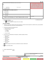 Document preview: Form MC-358 Order for Withdrawal of Funds From Blocked Account - California
