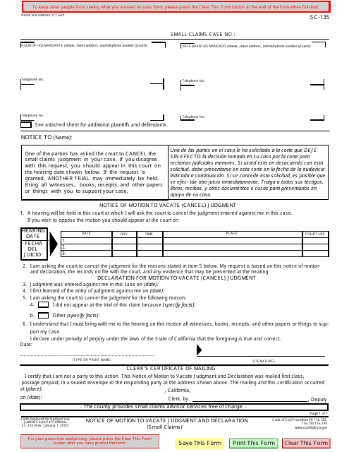 Form SC-135  Printable Pdf