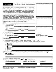Document preview: Form JV-225 Your Child's Health and Education - California