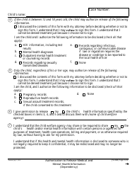 Form JV-226 Authorization to Release Health and Mental Health Information - California, Page 2