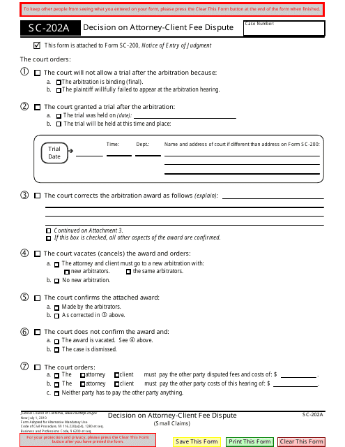 Form SC-202A  Printable Pdf