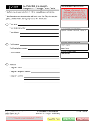 Document preview: Form JV-182 Confidential Information (Request to Change Court Order) - California