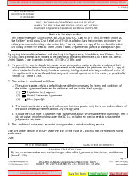 Document preview: Form FL-130(A) Declaration and Conditional Waiver of Rights Under the Servicemembers Civil Relief Act of 2003 - California