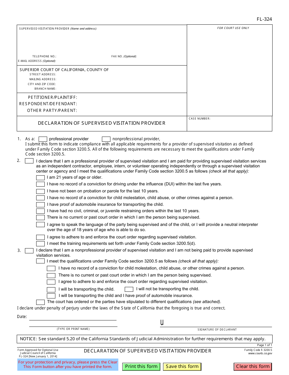 Form FL-324 - Fill Out, Sign Online and Download Fillable PDF ...