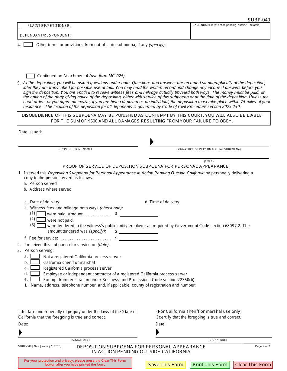 Form SUBP-040 - Fill Out, Sign Online and Download Fillable PDF ...