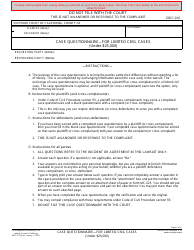 Document preview: Form DISC-010 Case Questionnaire - for Limited Civil Cases (Under $25,000) - California