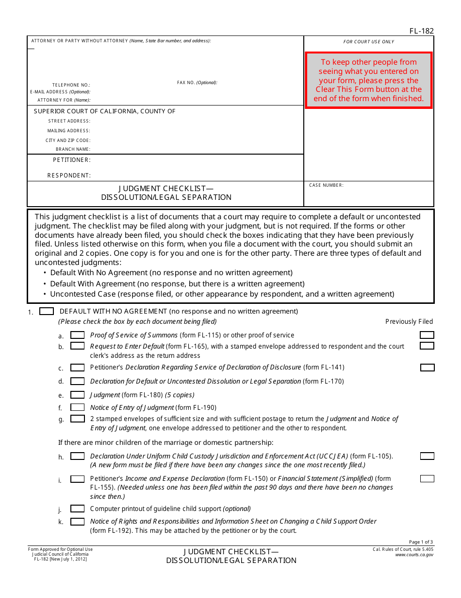 Forms To File For Legal Separation In California This Is A California Form That Can Be Used